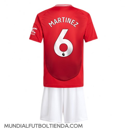 Camiseta Manchester United Lisandro Martinez #6 Primera Equipación Replica 2024-25 para niños mangas cortas (+ Pantalones cortos)